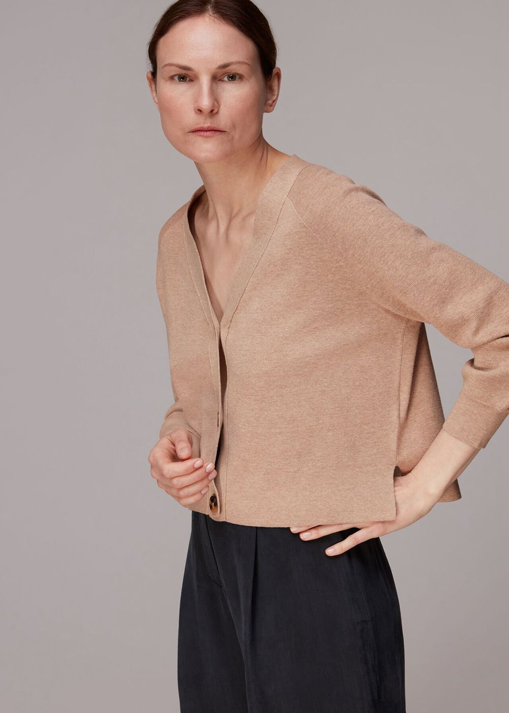 Whistles Button Through Cardigan Neutral | US-41930YNPV