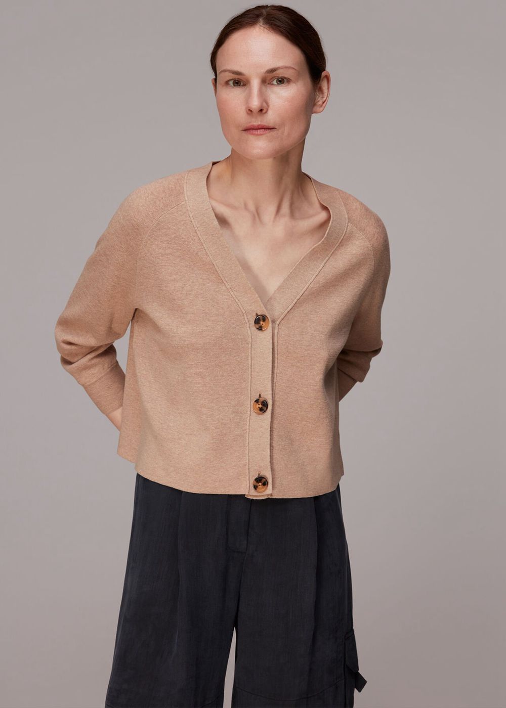 Whistles Button Through Cardigan Neutral | US-41930YNPV