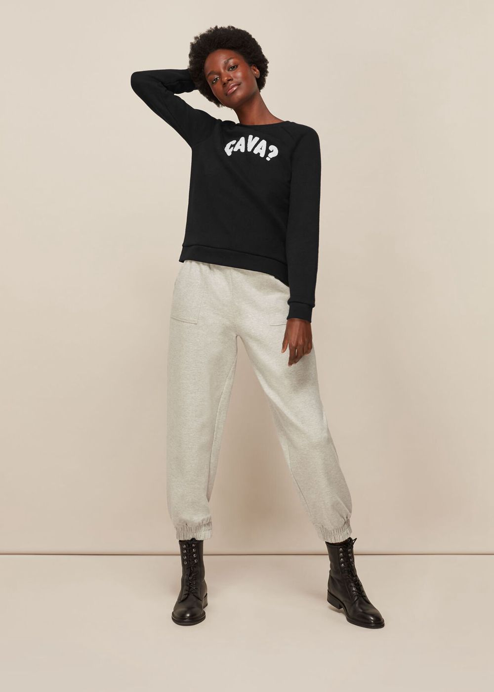 Whistles Ca Va Logo Sweatshirt Black | US-86932QUFI