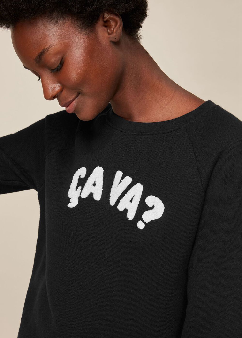 Whistles Ca Va Logo Sweatshirt Black | US-86932QUFI