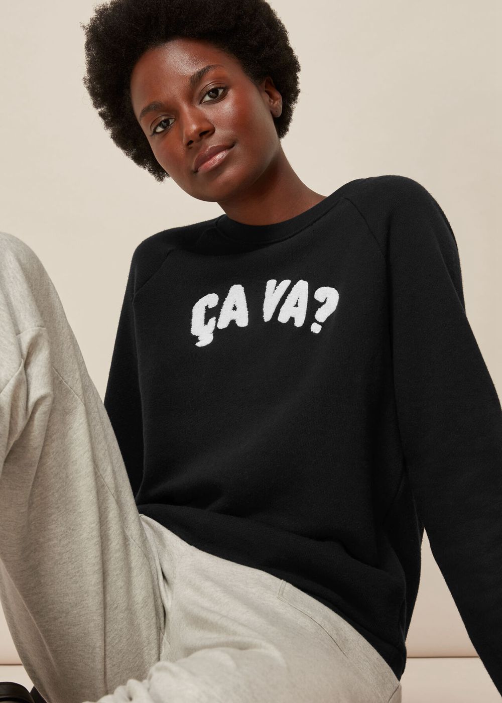 Whistles Ca Va Logo Sweatshirt Black | US-86932QUFI