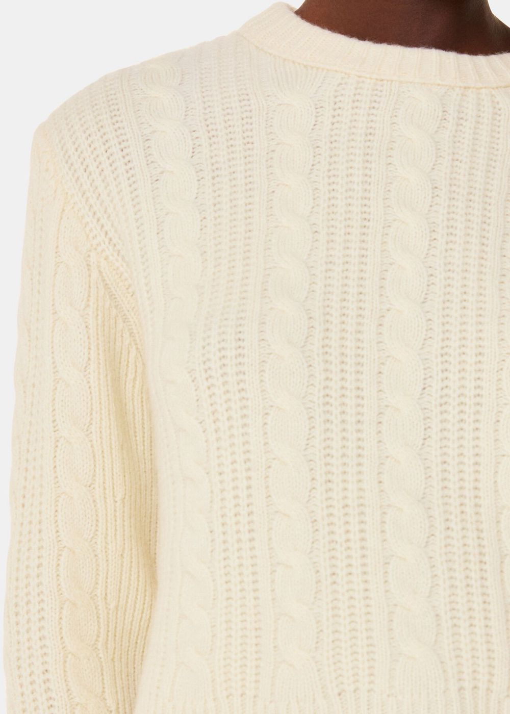 Whistles Cable Detail Crew Neck Knitwear White | US-13458UYBL