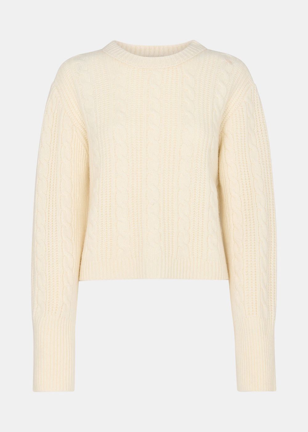 Whistles Cable Detail Crew Neck Knitwear White | US-13458UYBL