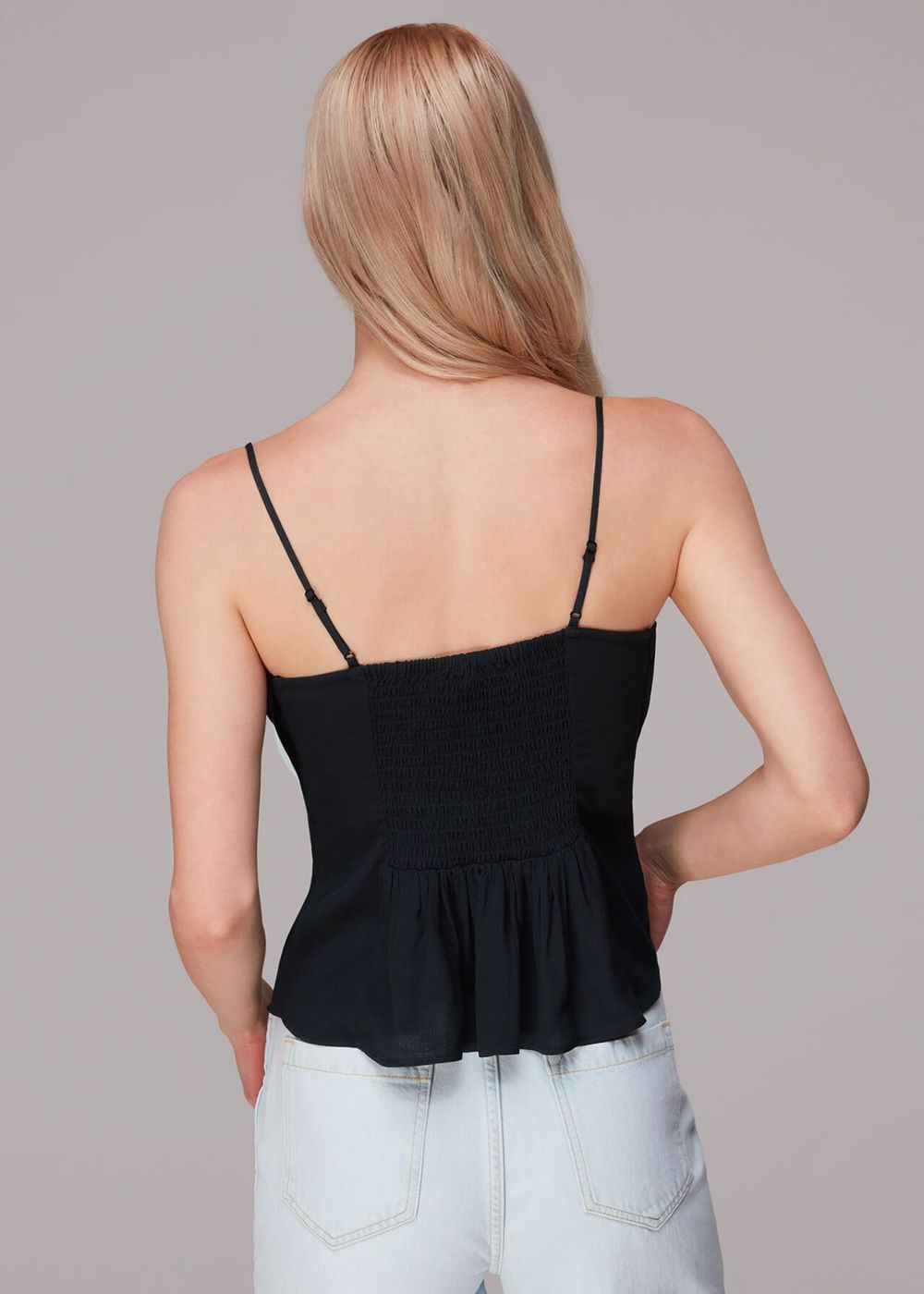 Whistles Cami Detail Top Black | US-05783TIQM