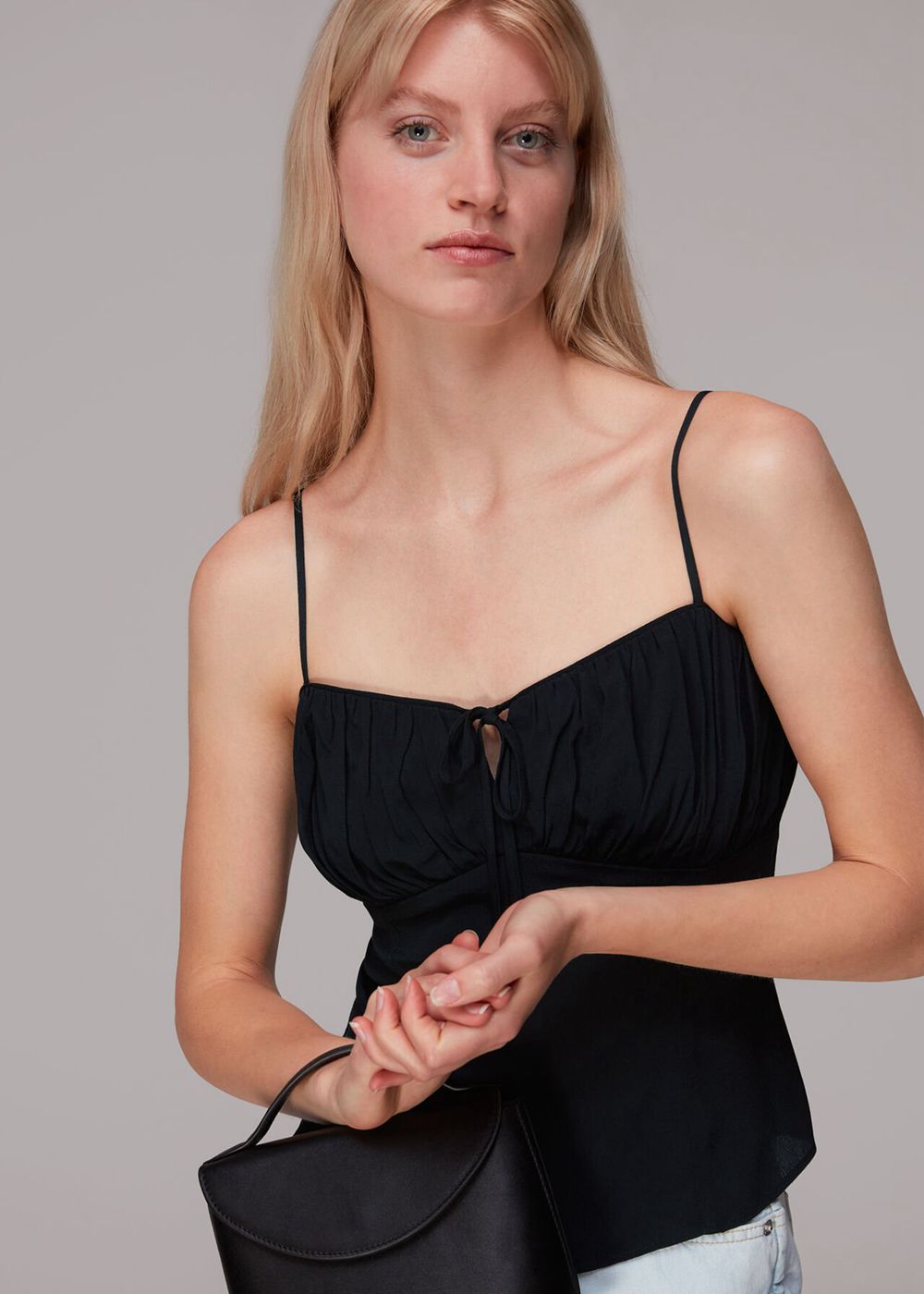 Whistles Cami Detail Top Black | US-05783TIQM