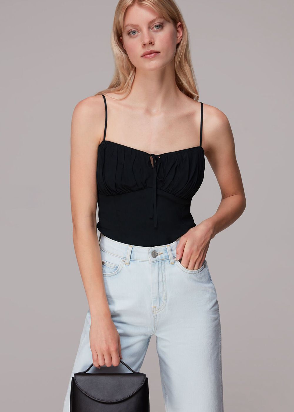 Whistles Cami Detail Top Black | US-05783TIQM