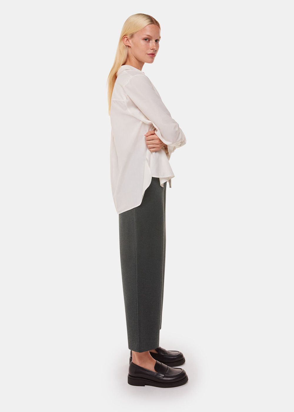 Whistles Camilla Wide Leg Pants Grey | US-39802KYZC