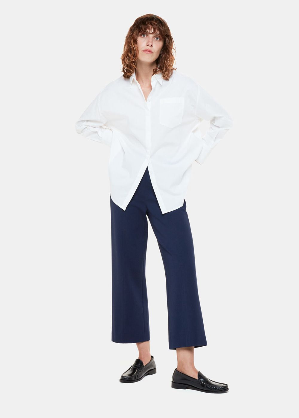 Whistles Camilla Wide Leg Pants Navy | US-13856SFDR