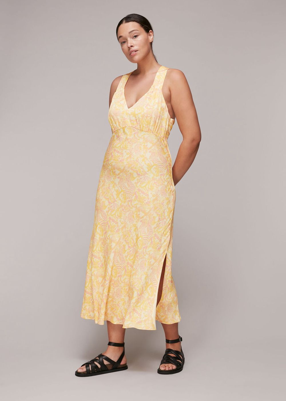 Whistles Camo Safari Midi Dress Yellow / Multicolor | US-83759NVKZ