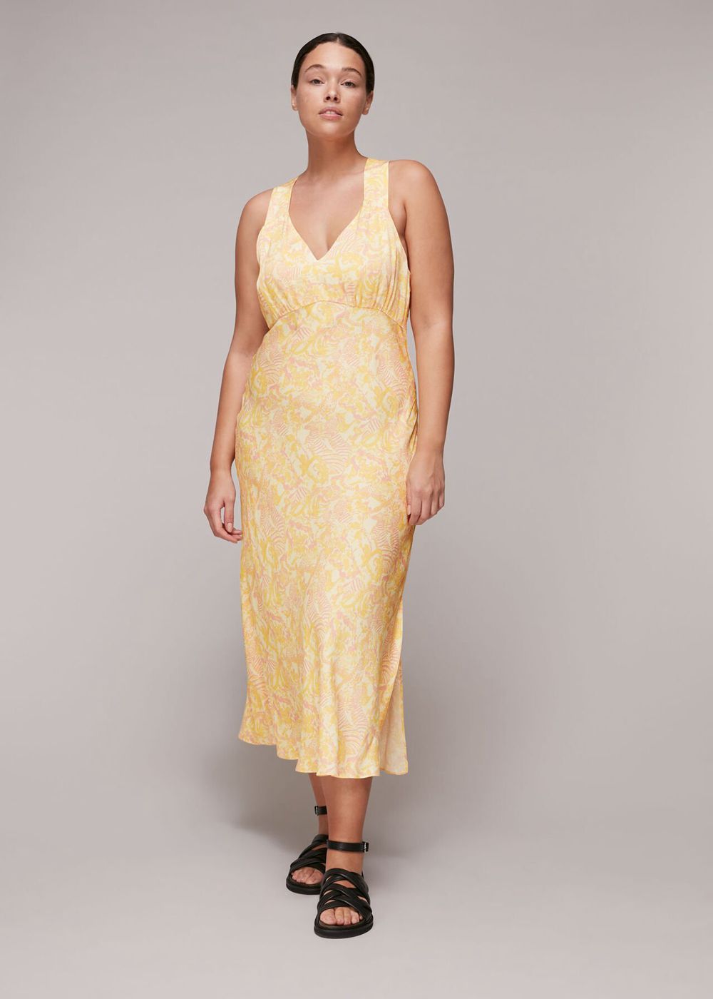 Whistles Camo Safari Midi Dress Yellow / Multicolor | US-83759NVKZ