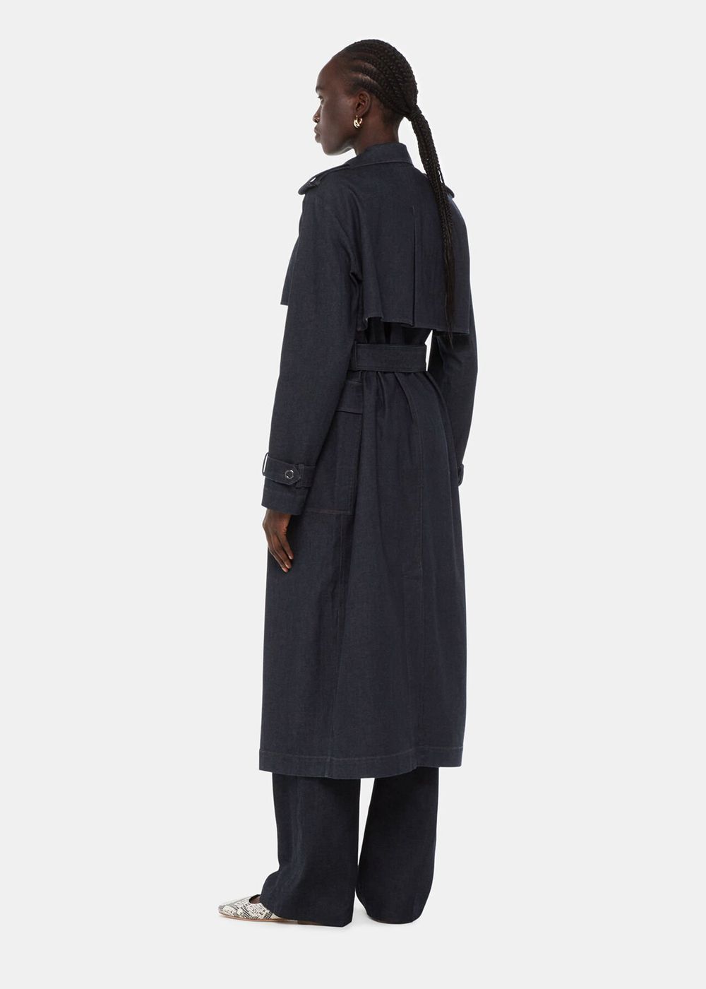 Whistles Cara Denim Trench Coat Dark Blue | US-43710YTEP