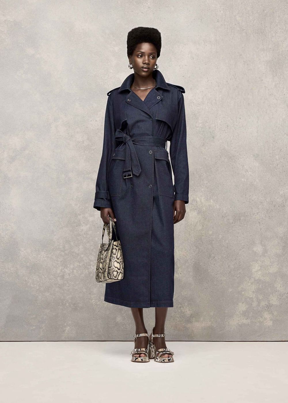 Whistles Cara Denim Trench Coat Dark Blue | US-43710YTEP