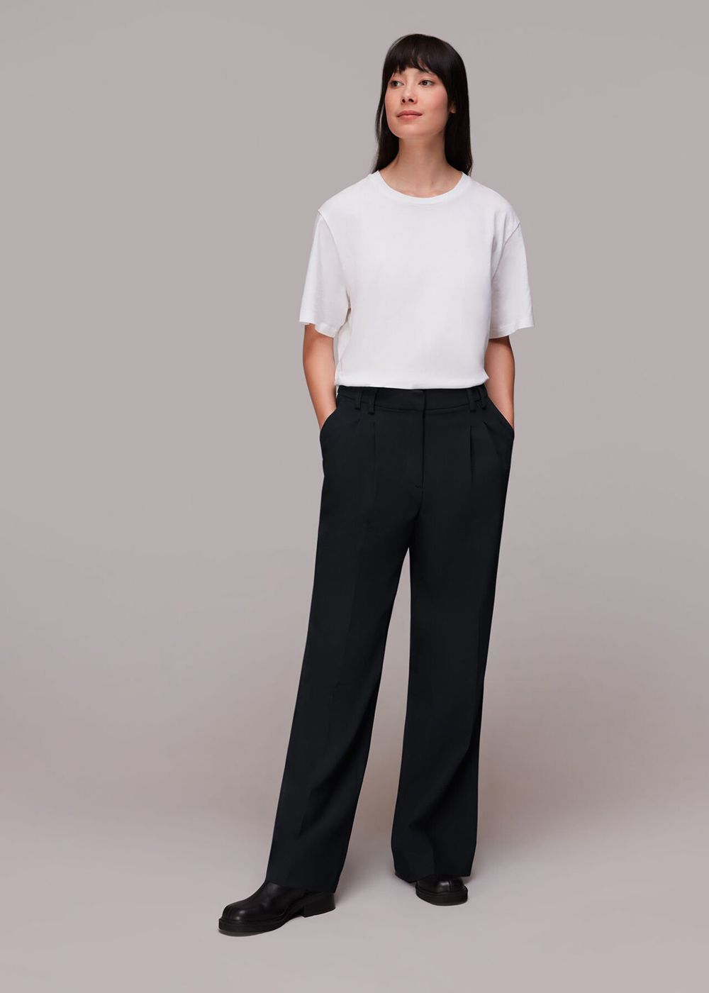 Whistles Cara Dropped Waist Pants Black | US-71084QPEX