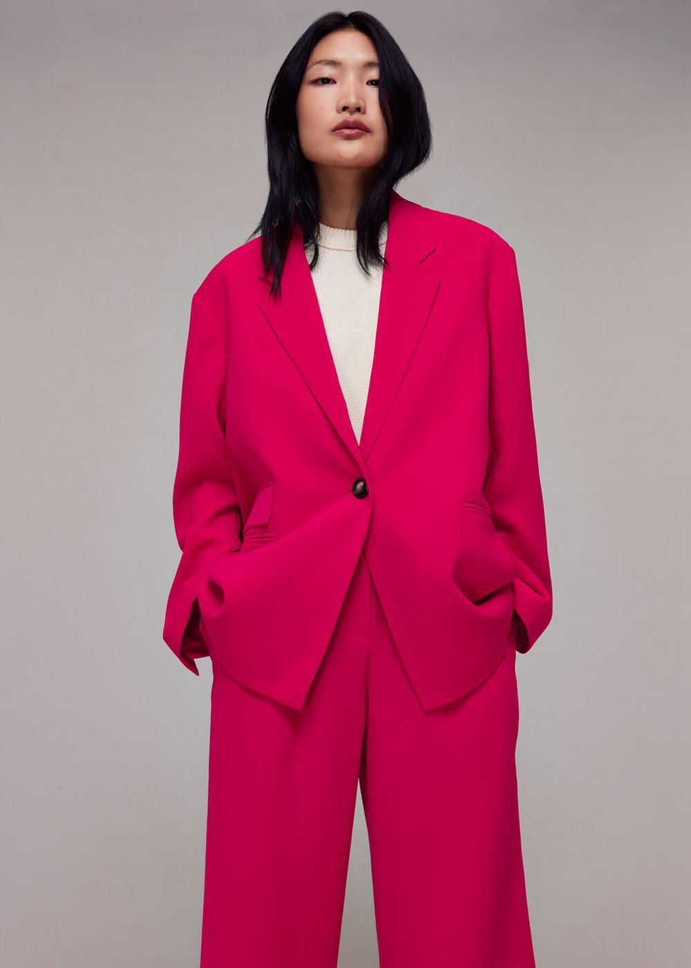 Whistles Carlie Oversized Blazer Pink | US-42539DNMA