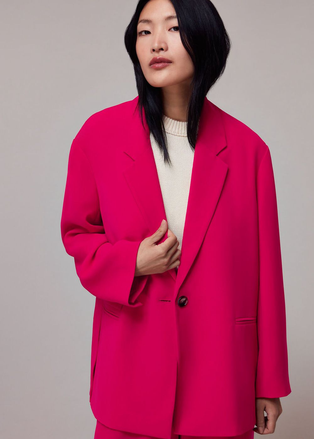 Whistles Carlie Oversized Blazer Pink | US-42539DNMA