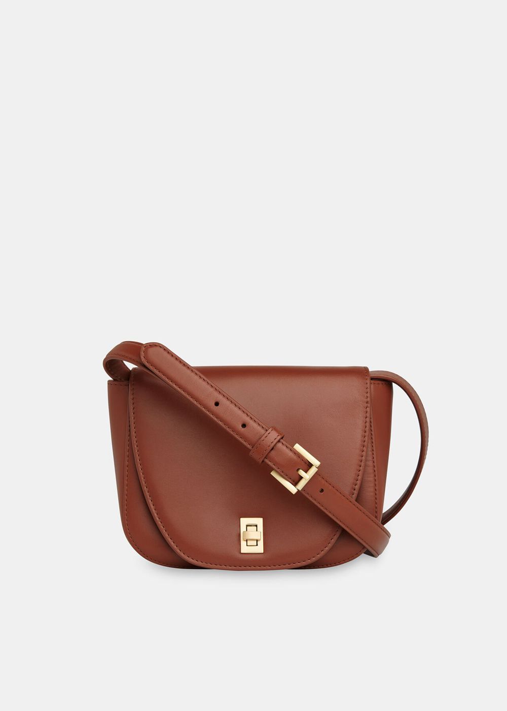 Whistles Carlota Turnlock Satchel Crossbody Bag Brown | US-01582JIKH