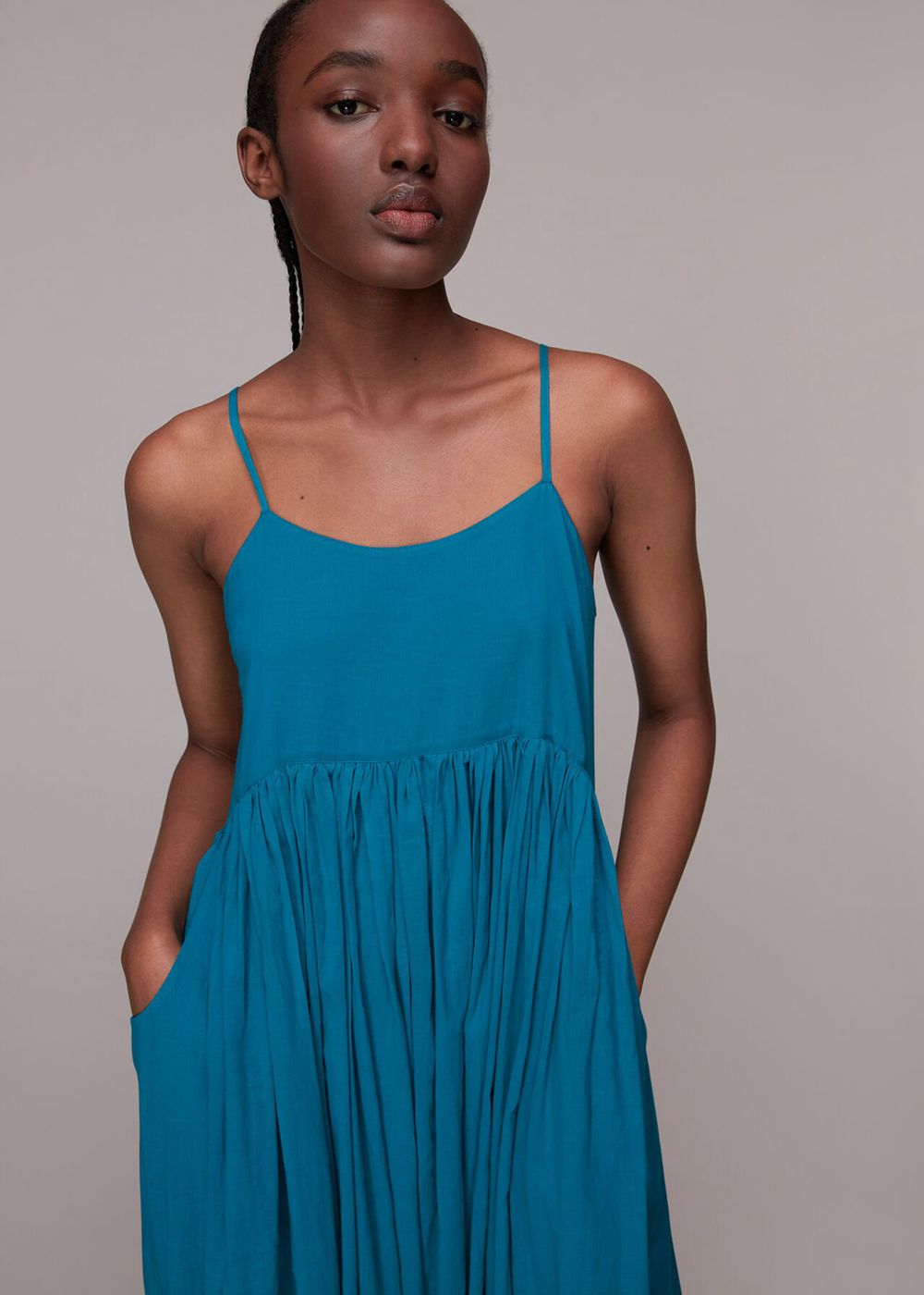 Whistles Carmen Trapeze Dress Turquoise | US-94273GQAK