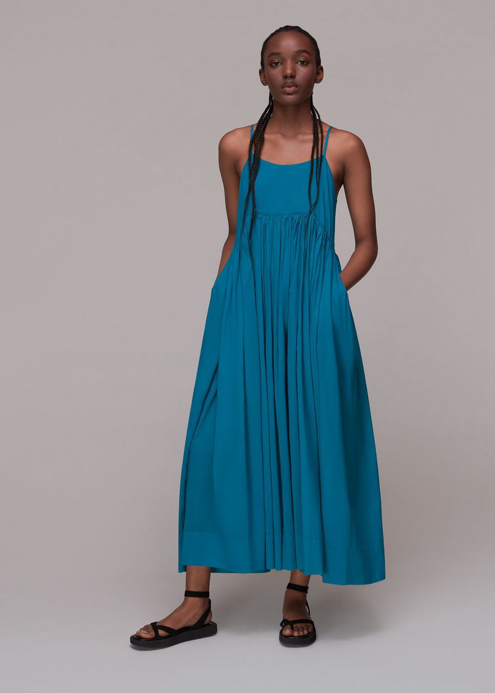 Whistles Carmen Trapeze Dress Turquoise | US-94273GQAK