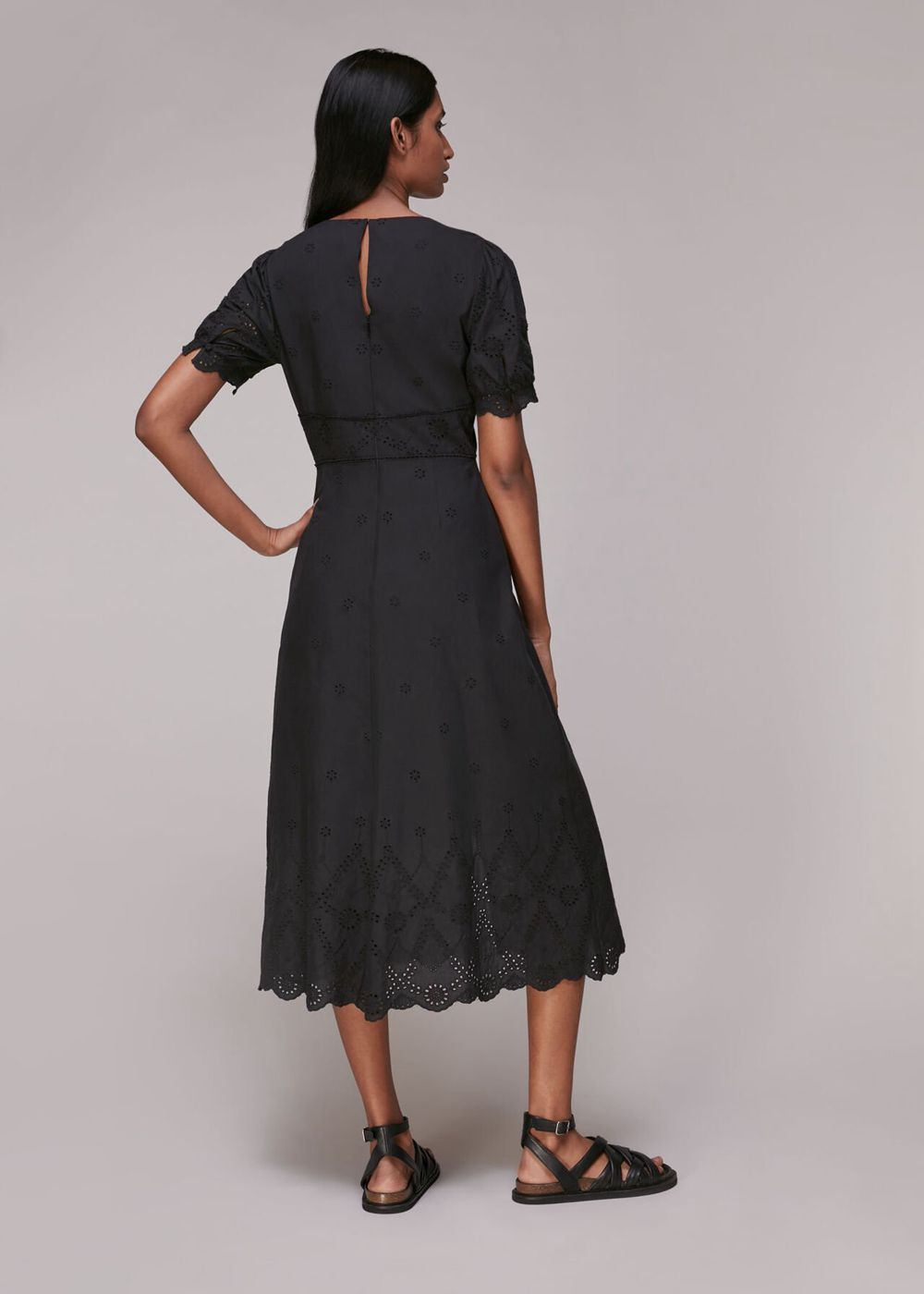 Whistles Carolyn Broderie Dress Black | US-50391AWVM