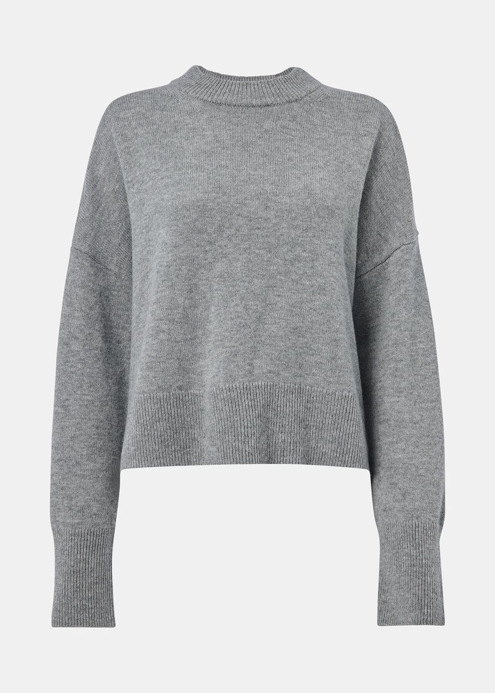 Whistles Cashmere Blend Split Back Sweater Dark Grey | US-67914IPBM