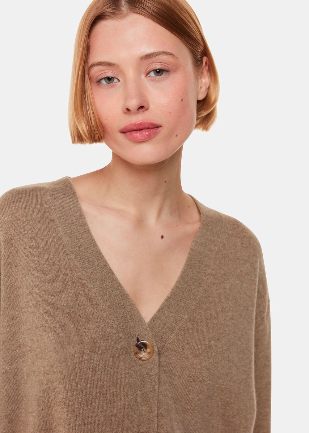 Whistles Cashmere Cardigan Beige | US-19572IRZP