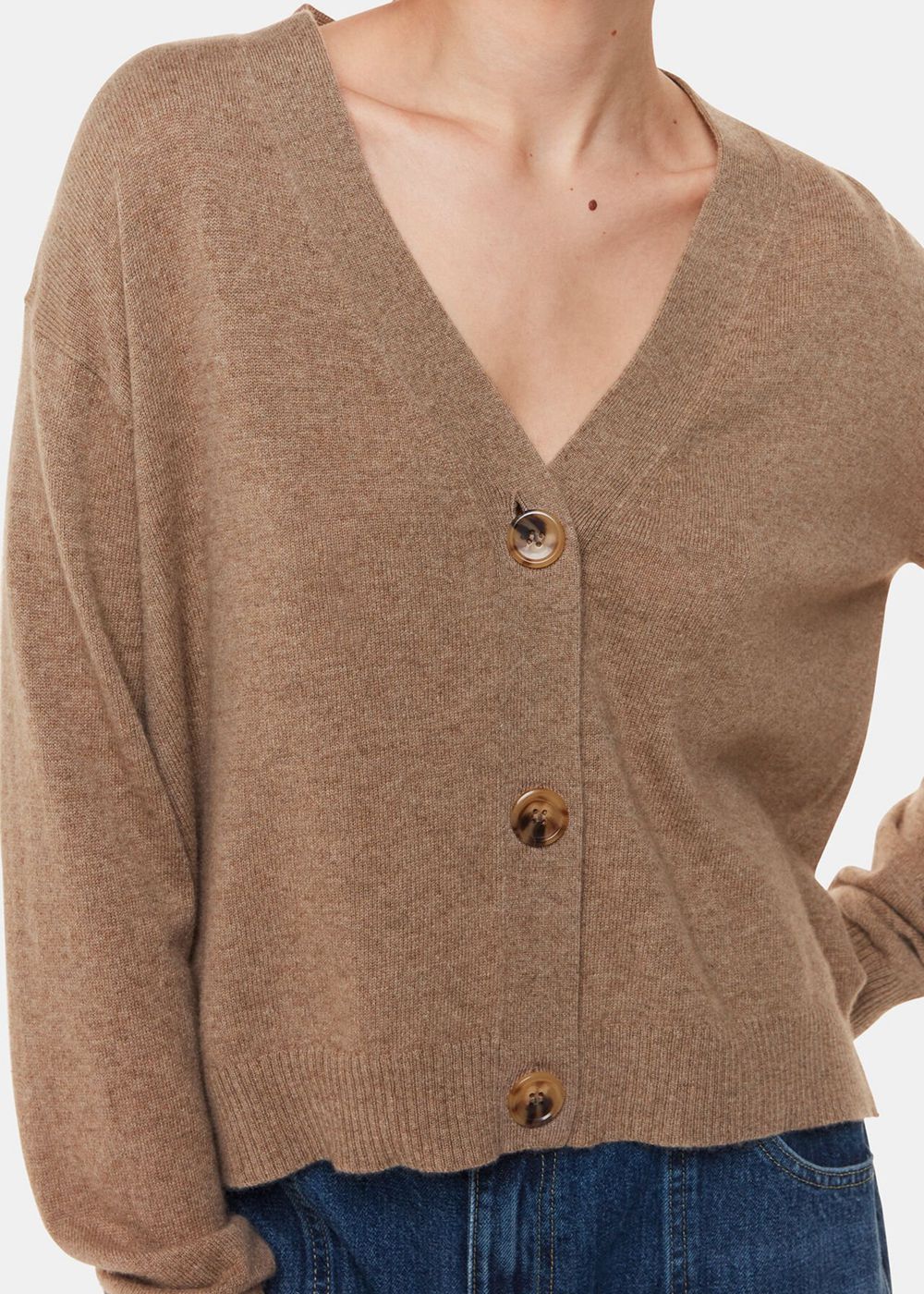 Whistles Cashmere Cardigan Beige | US-19572IRZP