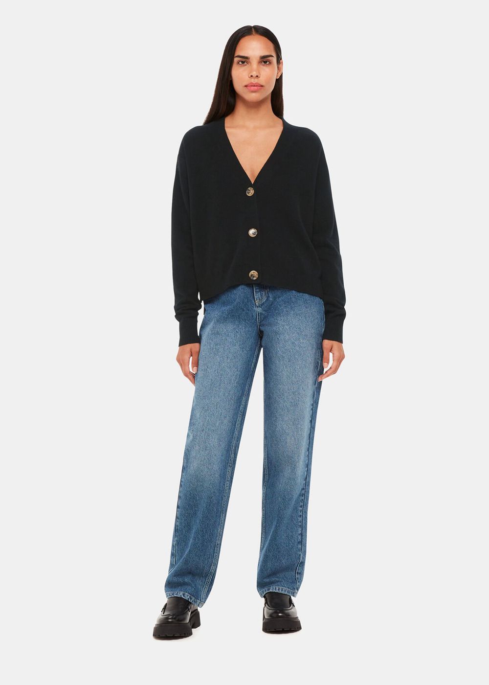 Whistles Cashmere Cardigan Black | US-32076MQNO