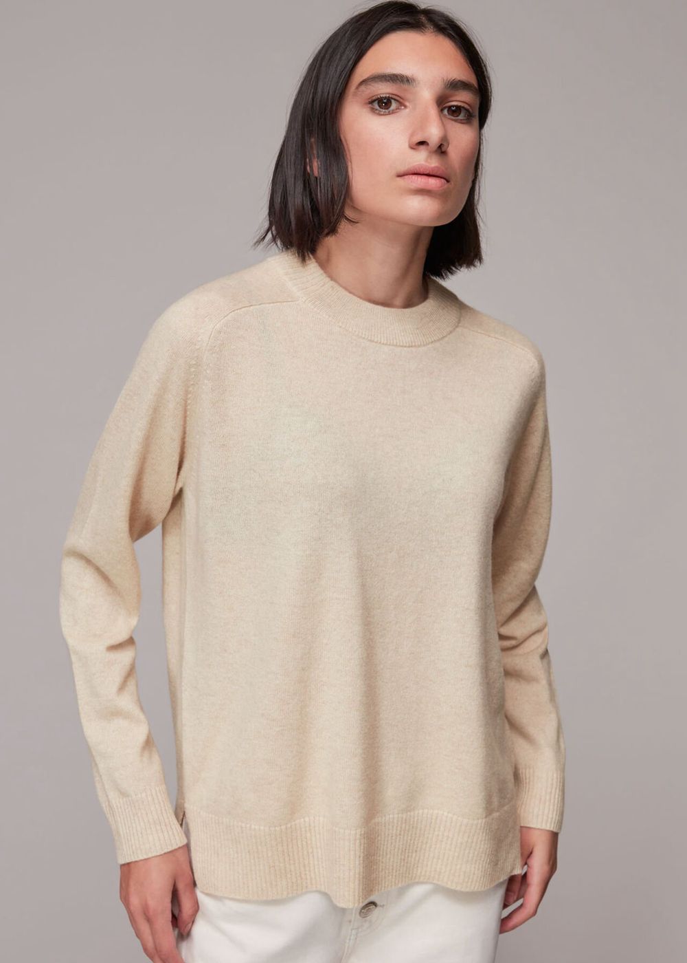 Whistles Cashmere Crew Neck Jumpers White | US-19682EOUX