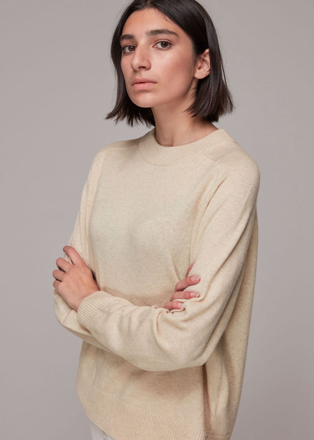 Whistles Cashmere Crew Neck Jumpers White | US-19682EOUX