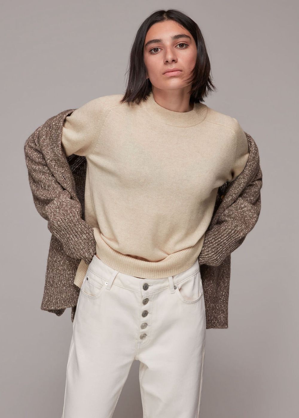 Whistles Cashmere Crew Neck Jumpers White | US-19682EOUX