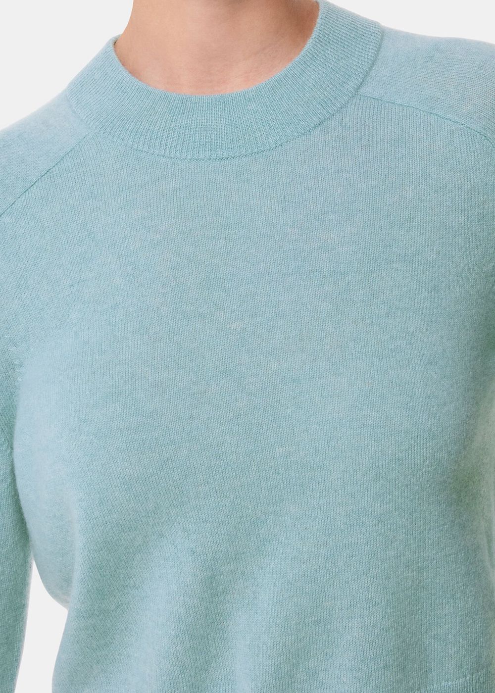 Whistles Cashmere Crop Crew Sweater Blue | US-10982UIDT