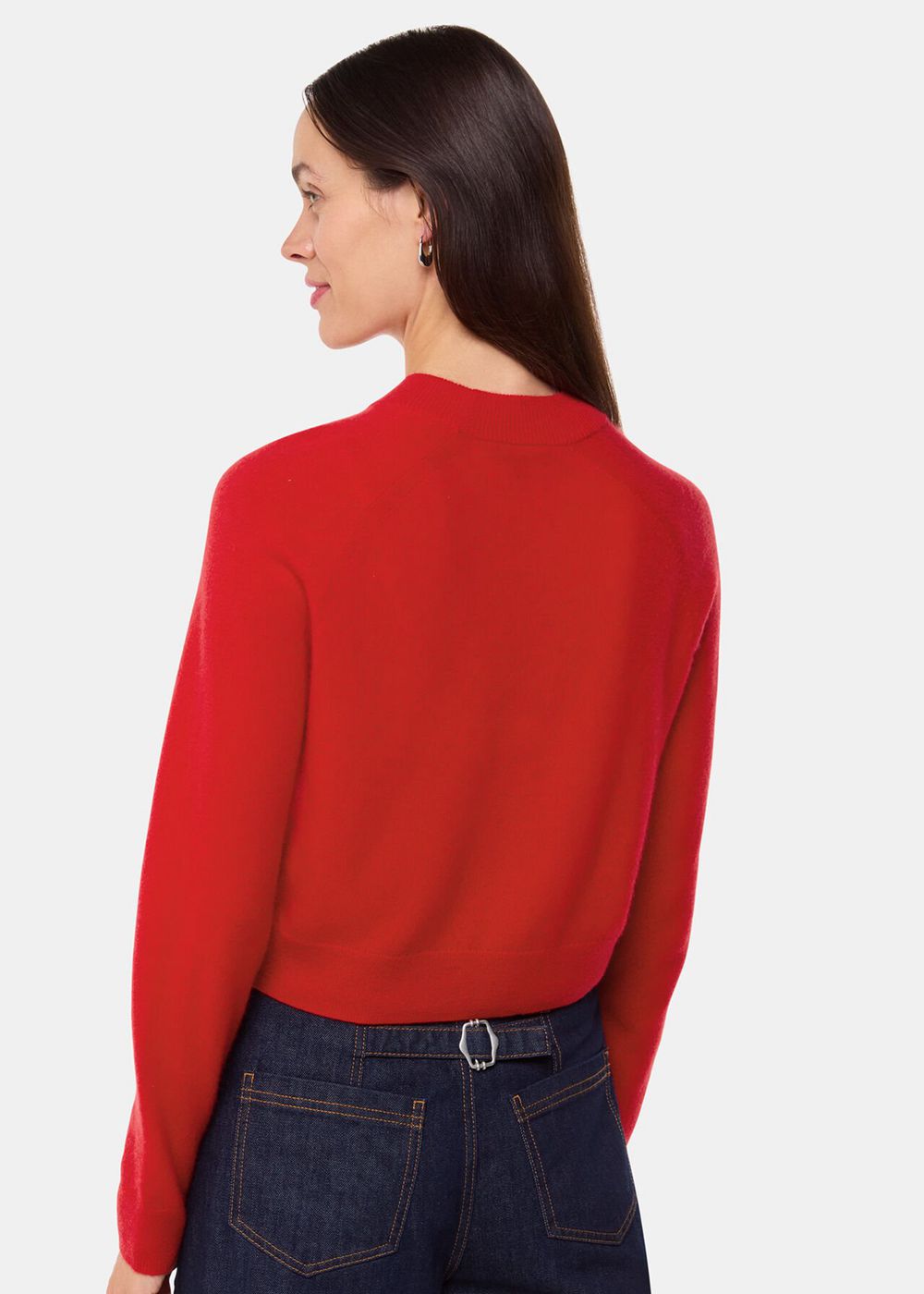 Whistles Cashmere Crop Crew Sweater Red | US-18794XLYO