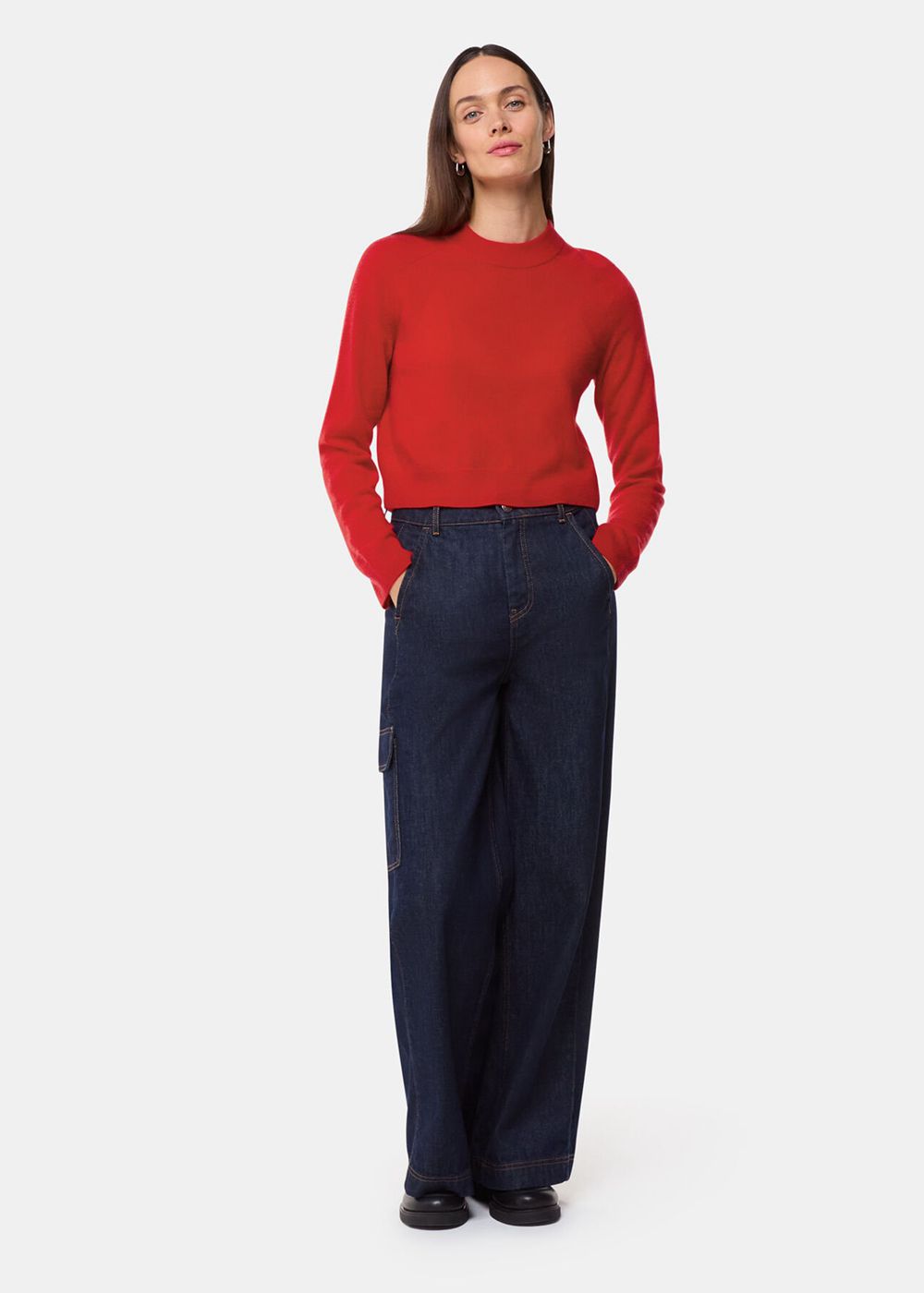 Whistles Cashmere Crop Crew Sweater Red | US-18794XLYO