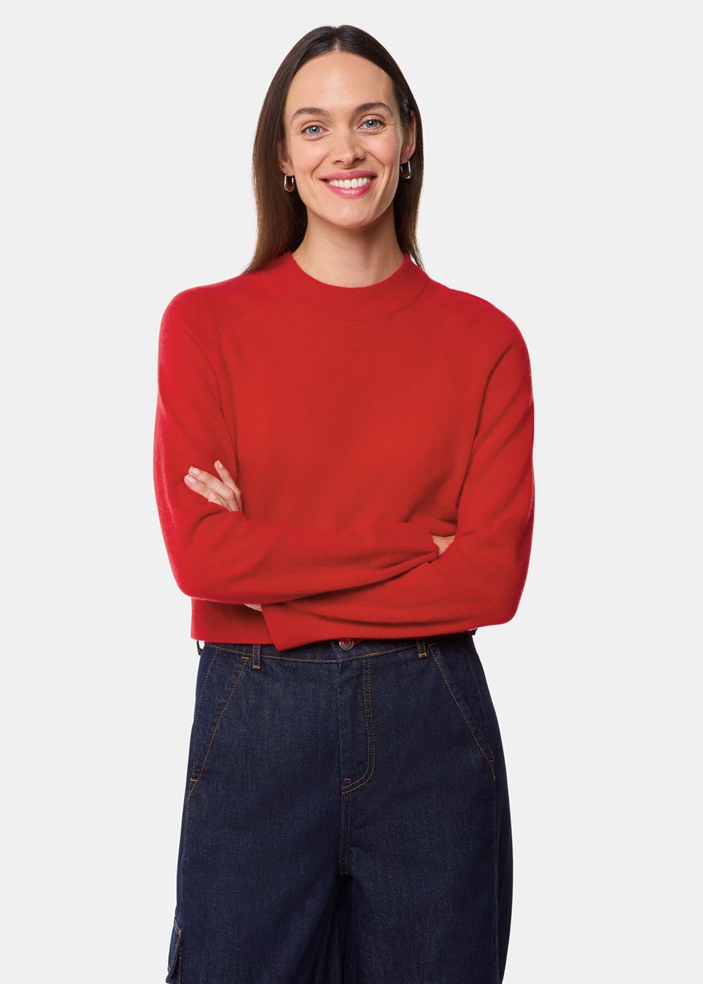 Whistles Cashmere Crop Crew Sweater Red | US-18794XLYO