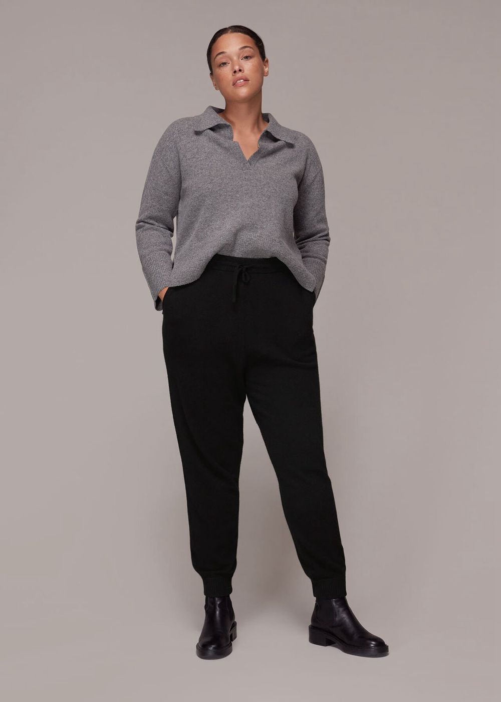 Whistles Cashmere Cuff Joggers Black | US-30719TUKA