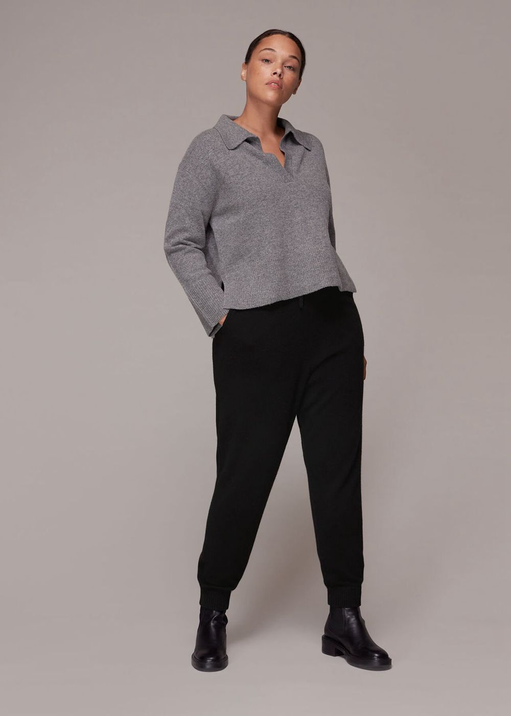 Whistles Cashmere Cuff Joggers Black | US-30719TUKA