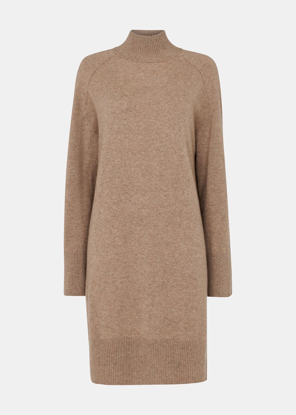 Whistles Cashmere Funnel Neck Dress Beige | US-94083PWAF