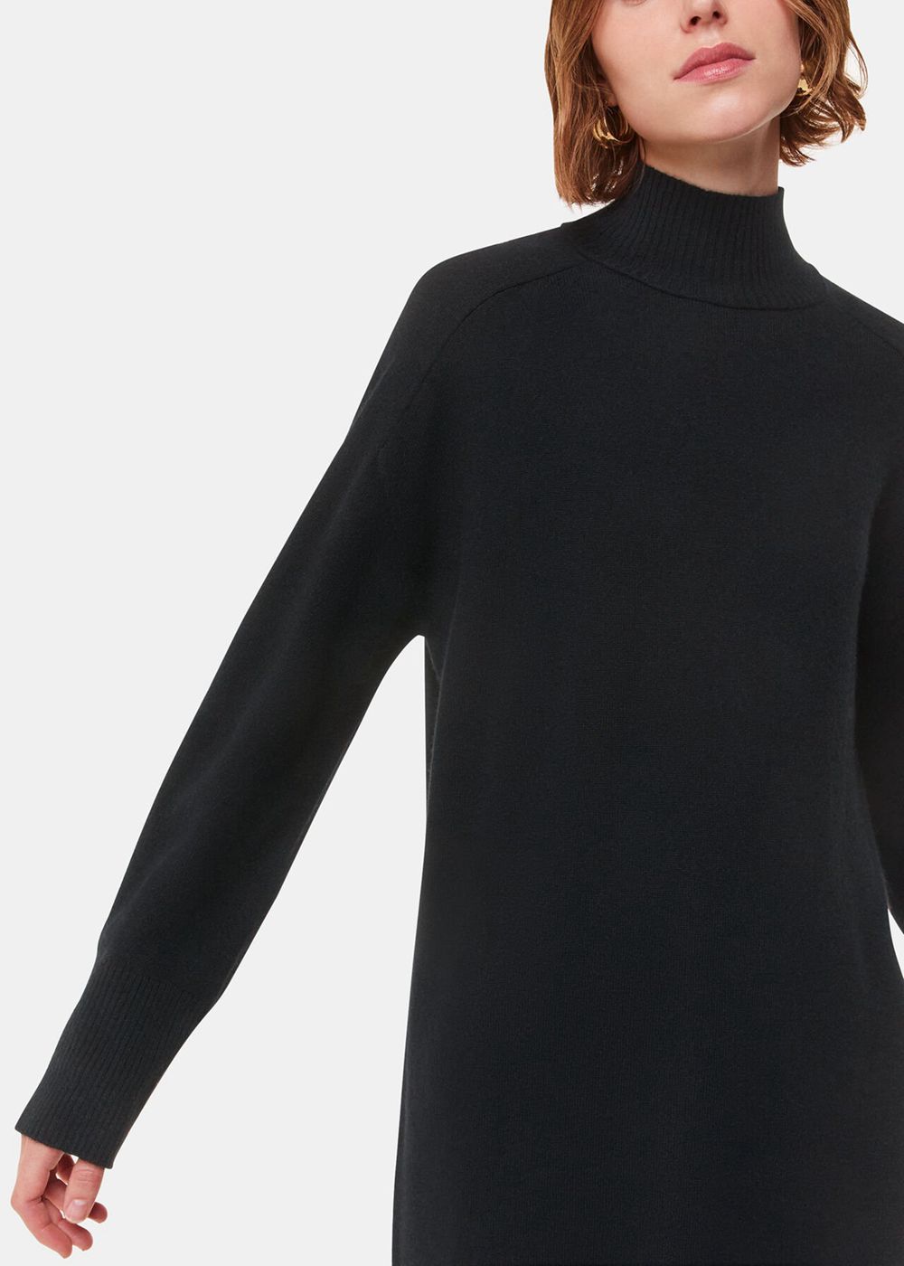 Whistles Cashmere Funnel Neck Dress Black | US-58617COJU