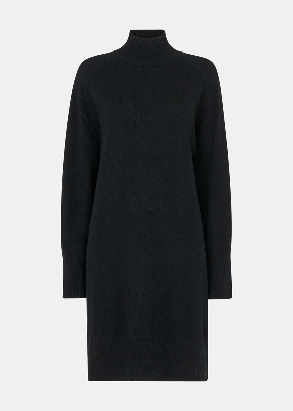 Whistles Cashmere Funnel Neck Dress Black | US-58617COJU