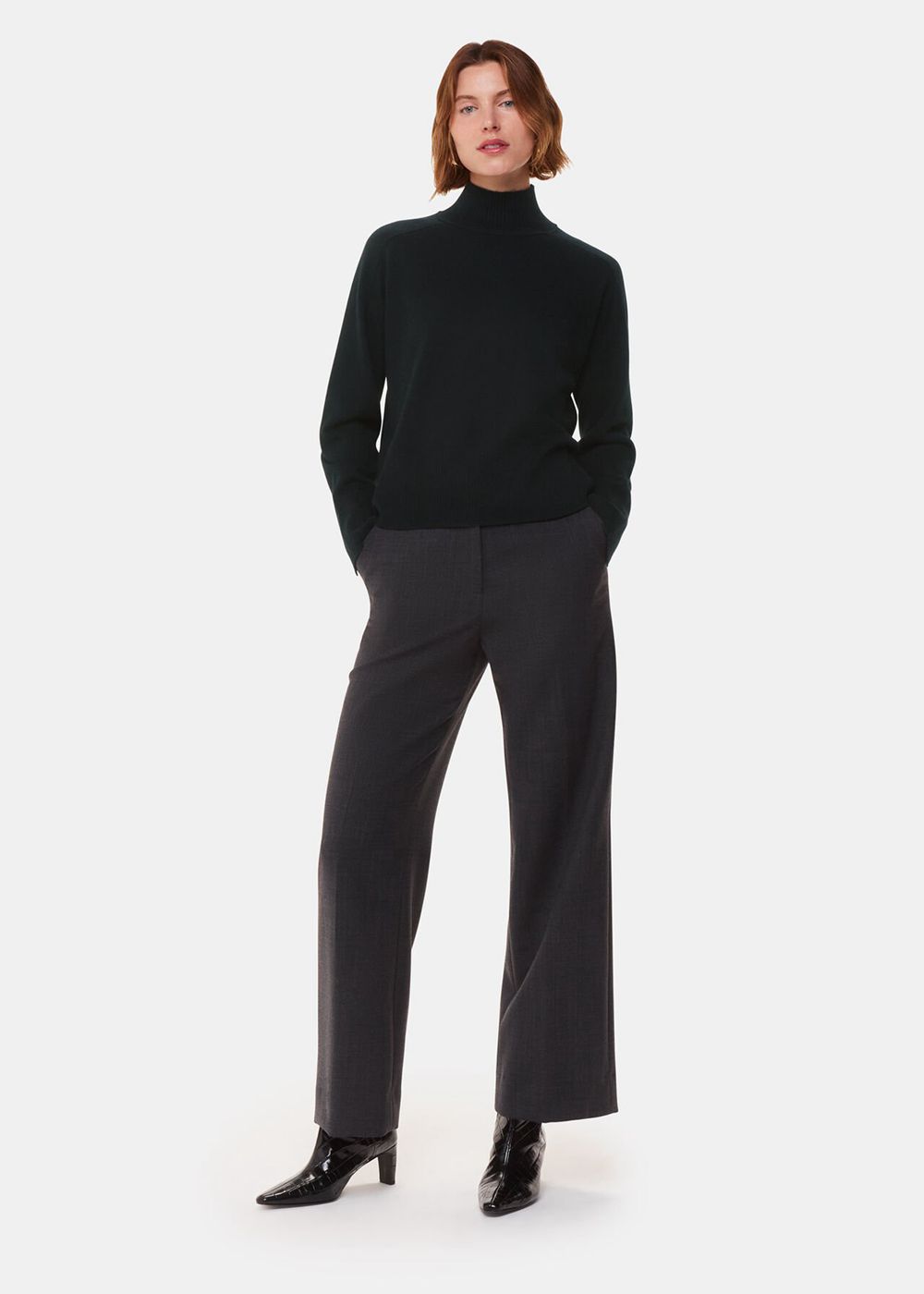 Whistles Cashmere Funnel Neck Knitwear Black | US-48623BEOM