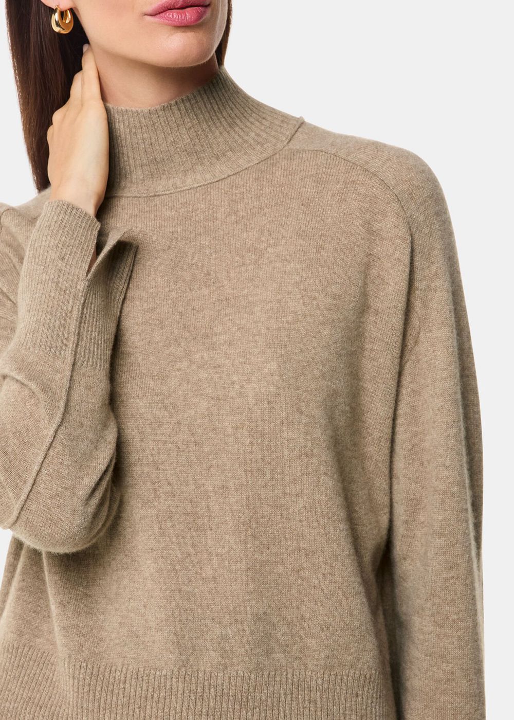 Whistles Cashmere Funnel Neck Knitwear Beige | US-69035AFGZ