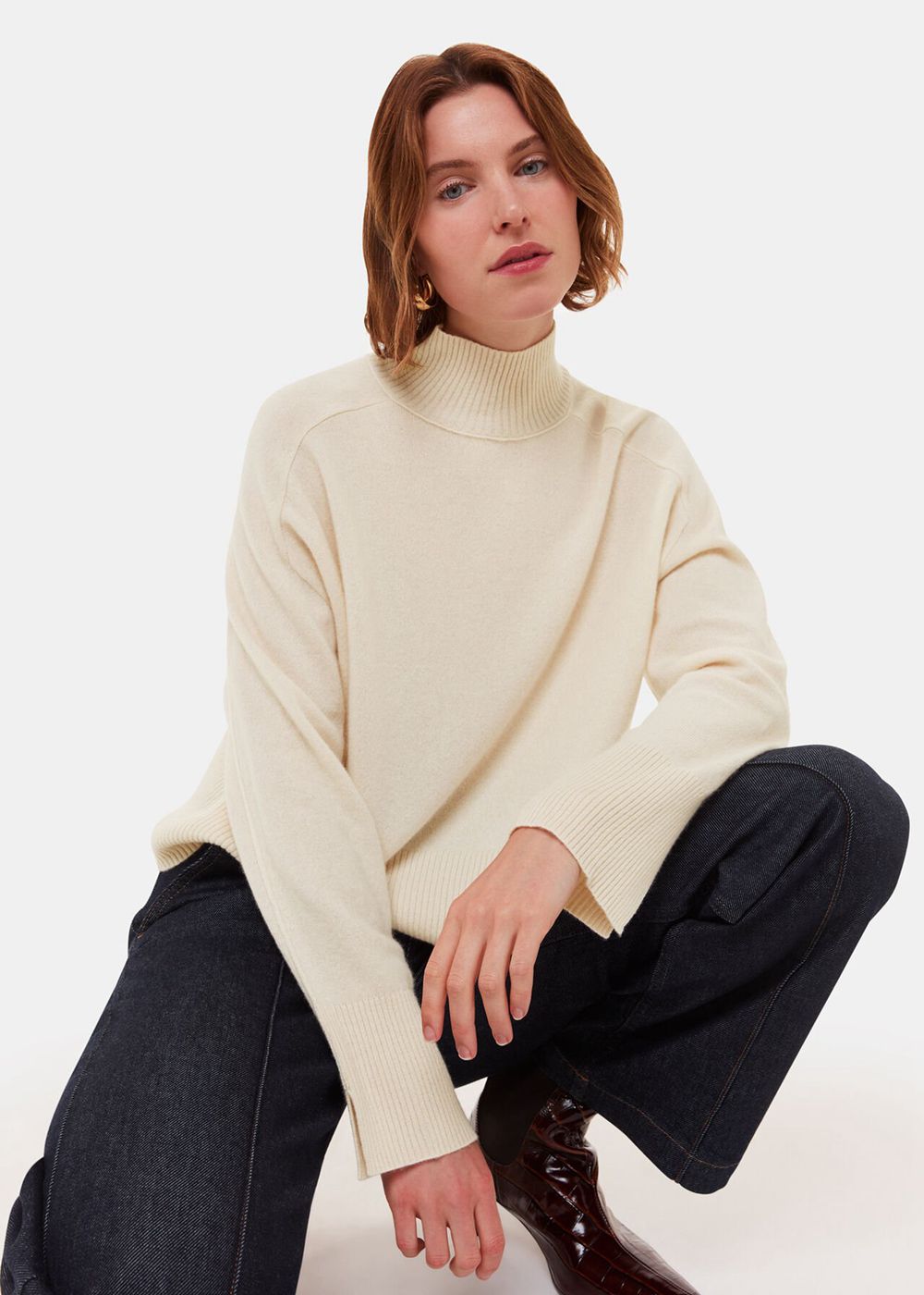 Whistles Cashmere Funnel Neck Knitwear White | US-73216CAJV