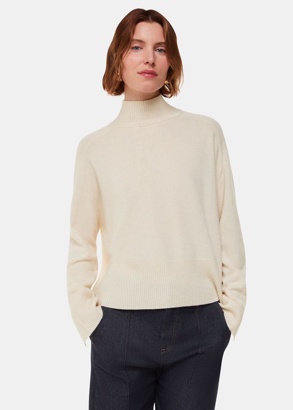 Whistles Cashmere Funnel Neck Knitwear White | US-73216CAJV