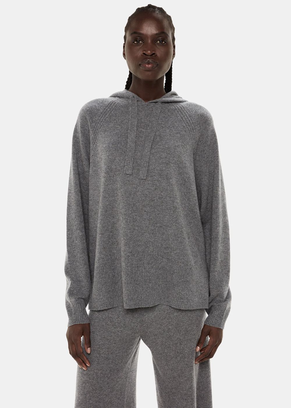 Whistles Cashmere Hoodie Grey | US-53416HQRD