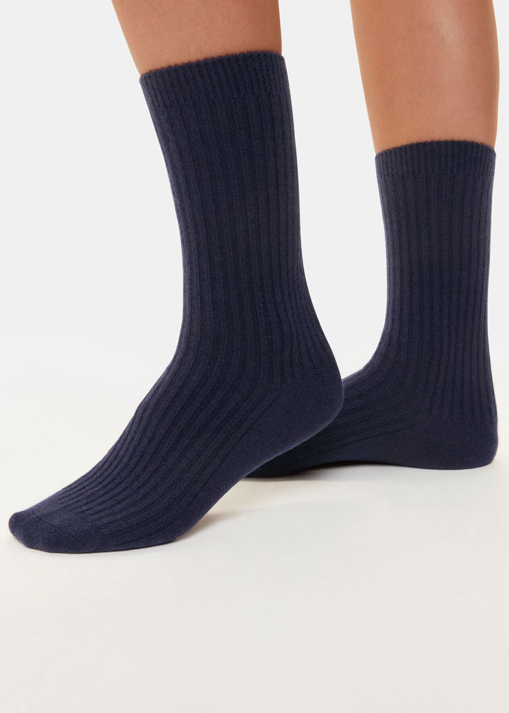 Whistles Cashmere Ribbed Socks Navy | US-78190YRHL