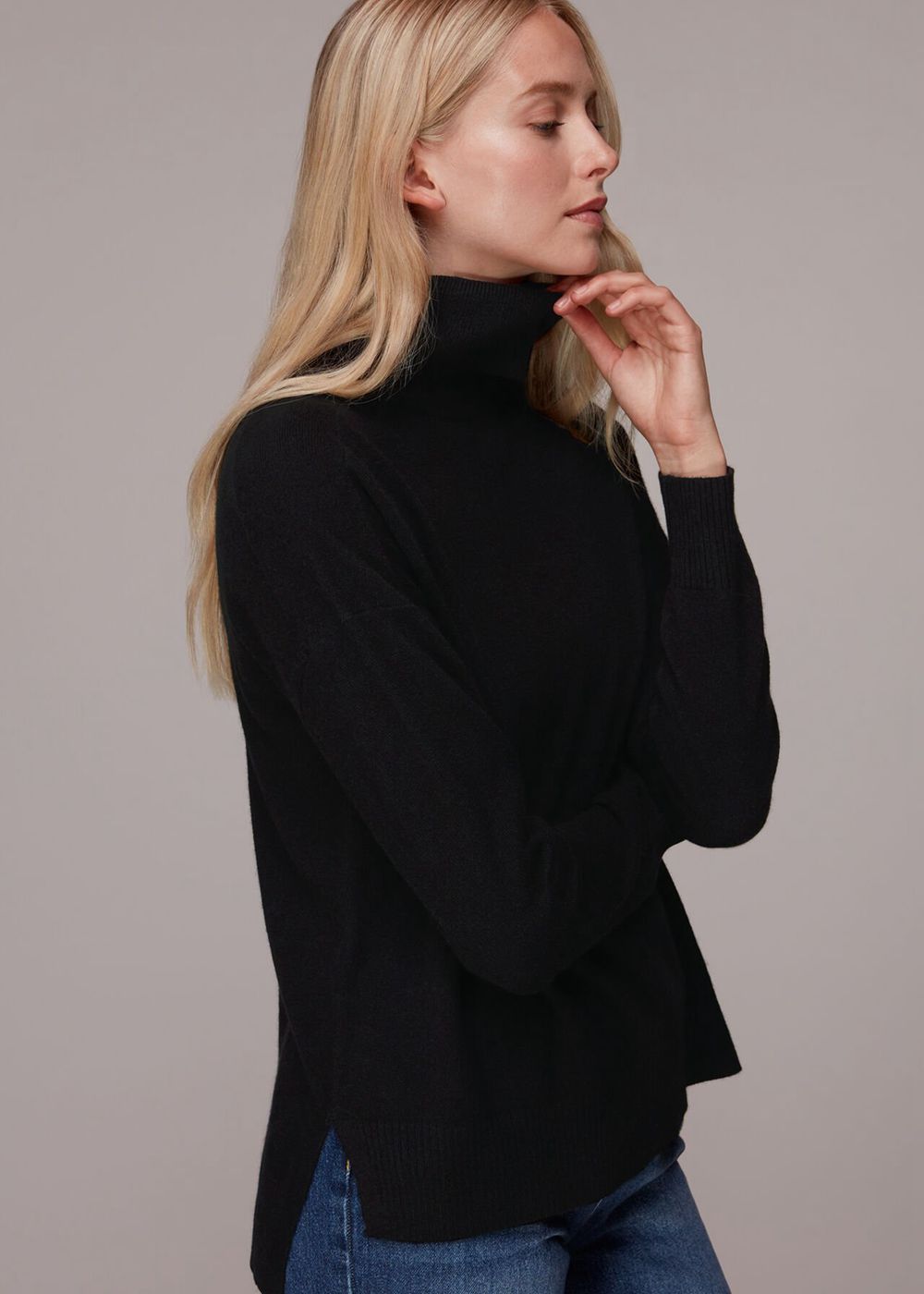 Whistles Cashmere Roll Neck Jumpers Black | US-98045BOSE