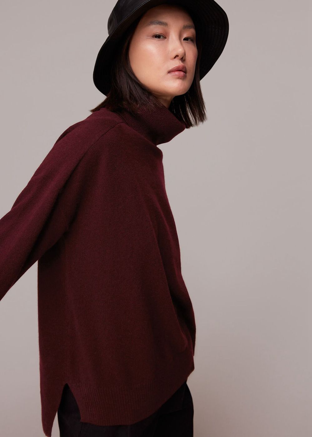 Whistles Cashmere Roll Neck Jumpers Burgundy | US-94285VIOG