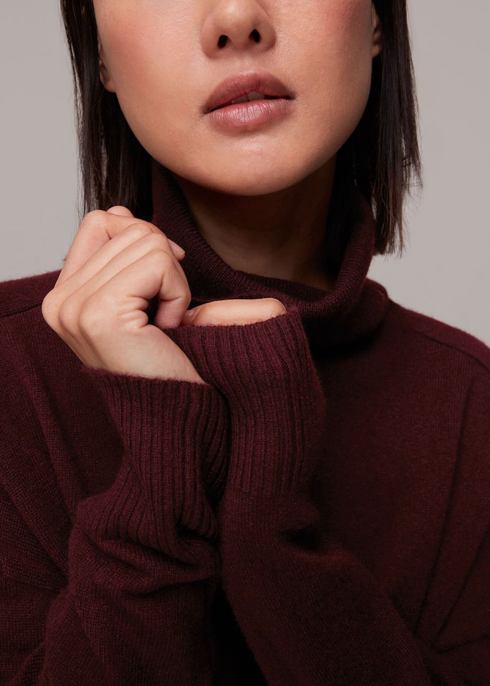 Whistles Cashmere Roll Neck Jumpers Burgundy | US-94285VIOG