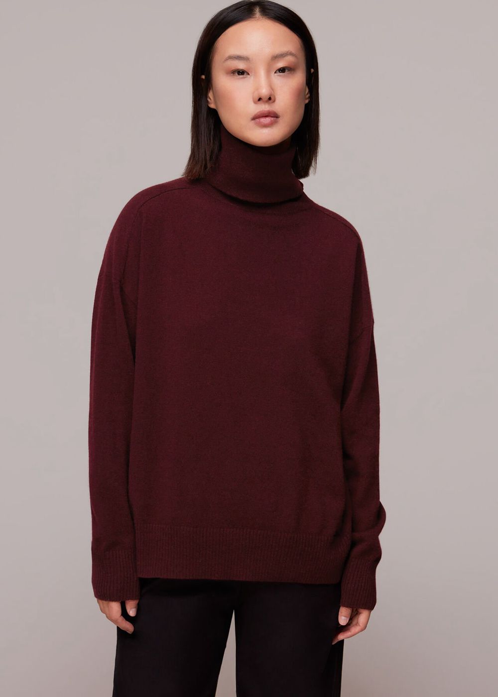 Whistles Cashmere Roll Neck Jumpers Burgundy | US-94285VIOG