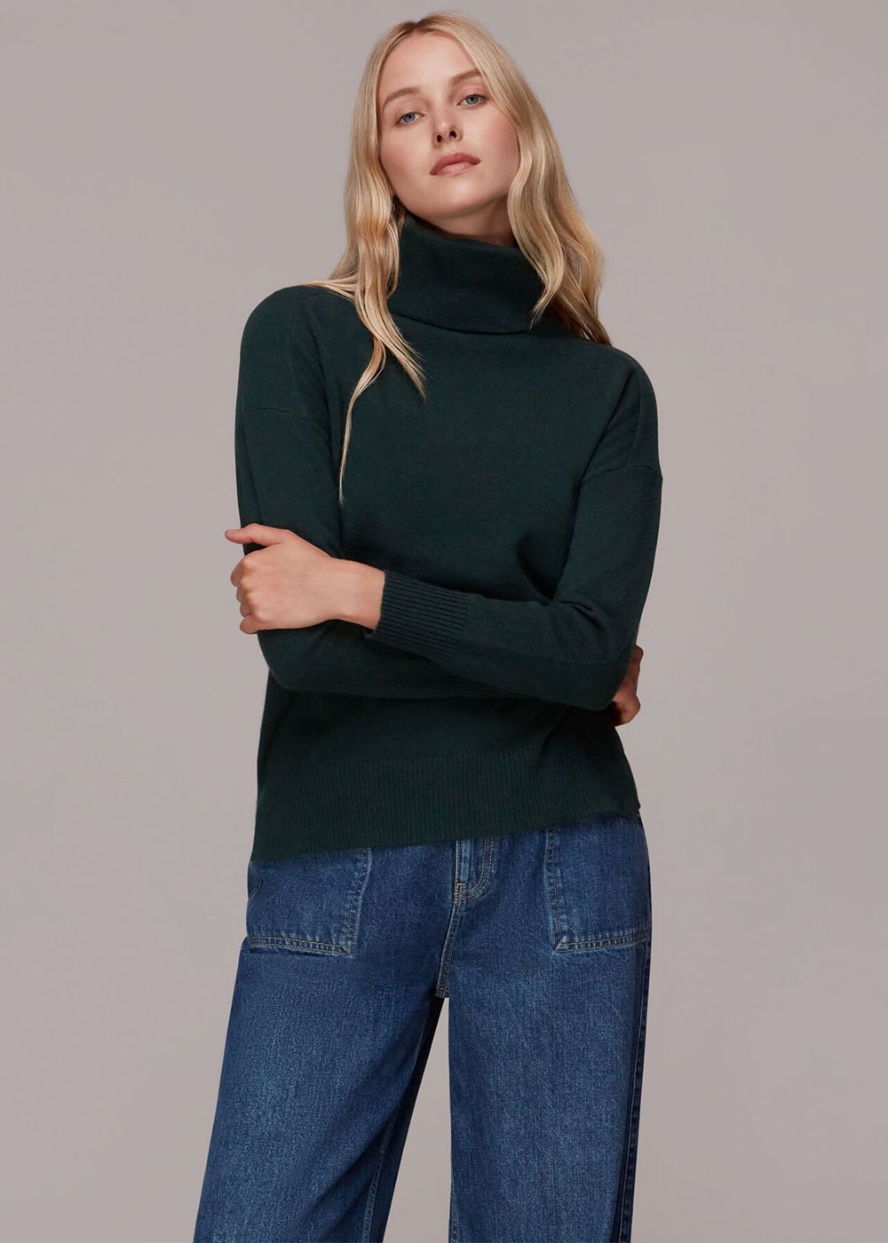 Whistles Cashmere Roll Neck Jumpers Dark Green | US-14503XBIK